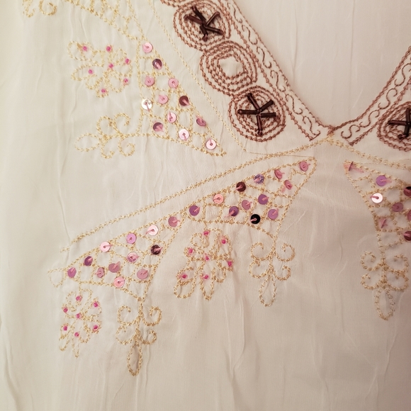 2/$25 Vintage Sequined Blouse/Coverup Top - Picture 4 of 7